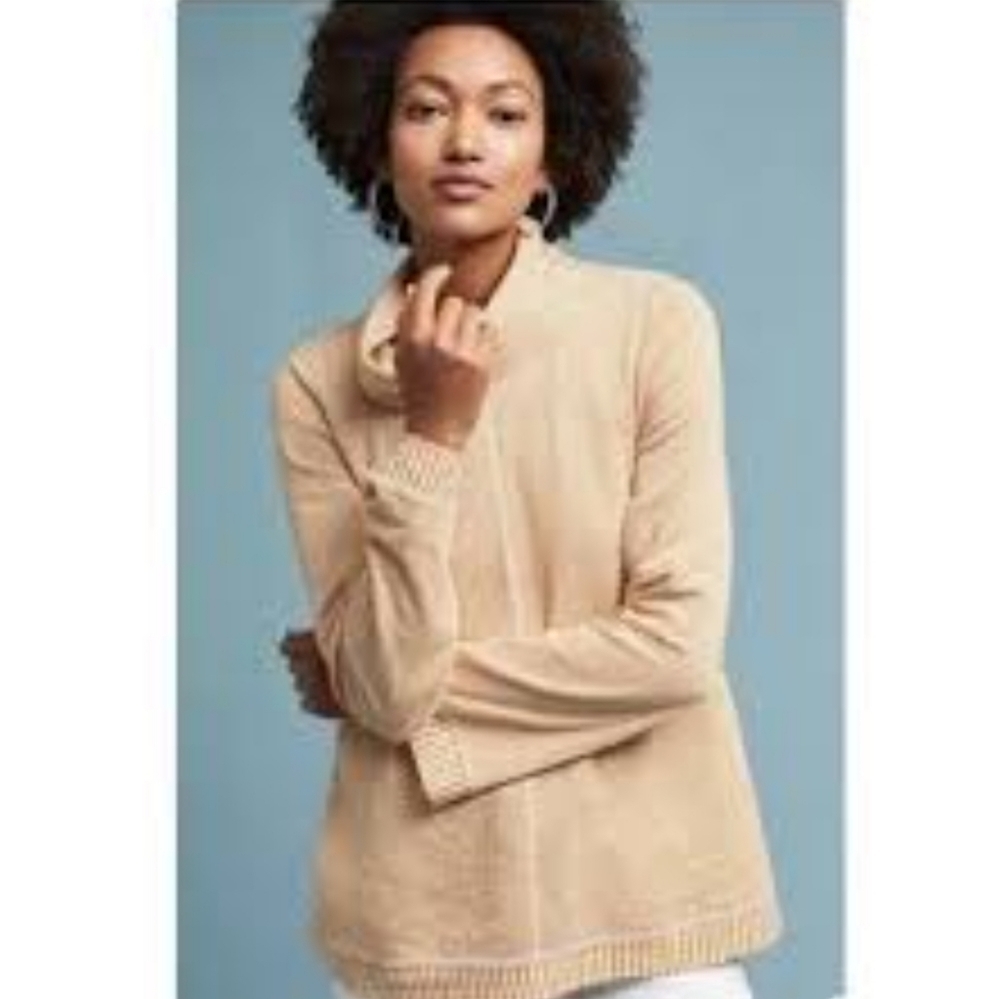 Maeve by Anthropologie Striped Funnel Neck Top M